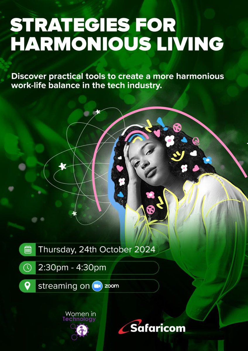 Safaricom WIT (@safaricom_wit) on Twitter photo Join the Safaricom Women in Tech (WIT) Networking Forum Webinar!
 📅 Date: 24th October
 🕙 Time: 2:30PM 
🎤 "Let’s come together to explore strategies for achieving work-life balance and fostering well-being for women in tech." 
Sign up here : safaricom-co-ke.zoom.us/webinar/regist… Join the Safaricom Women in Tech (WIT) Networking Forum Webinar!
 📅 Date: 24th October
 🕙 Time: 2:30PM 
🎤 "Let’s come together to explore strategies for achieving work-life balance and fostering well-being for women in tech." 
Sign up here : safaricom-co-ke.zoom.us/webinar/regist…