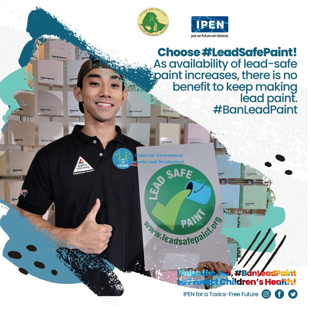 In 2018, #Ethiopia passed a regulation to control the production, import and export of paints with lead content above 90 ppm. Important move to protect vulnerable groups. 
#BanLeadPaints #UseSafealtenatives