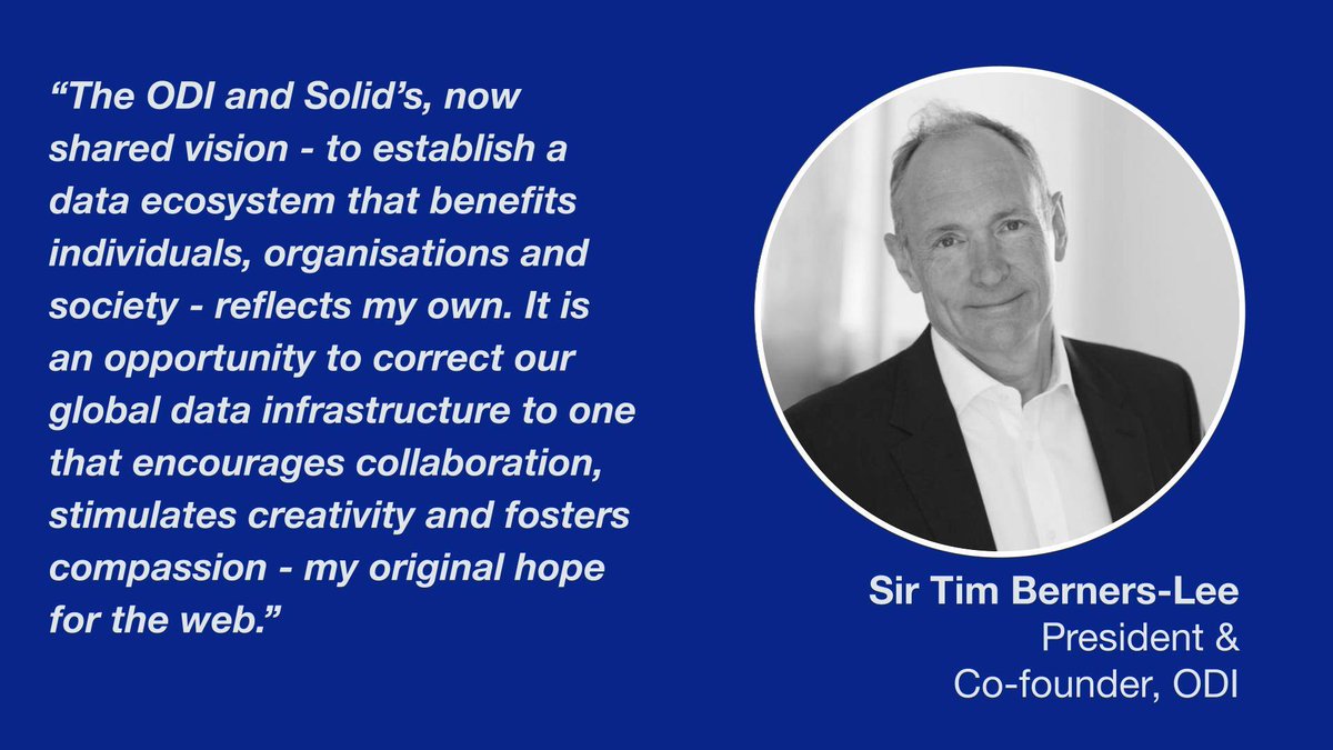 Open Data Institute (@odihq) on Twitter photo Last week we announced our new project, bringing <a href="/project_solid/">The Solid Project</a> into our broader data stewardship activities. This partnership will strengthen the ODI’s commitment to creating a world where data is stewarded responsibly and fairly.
hubs.li/Q02TZ58S0 Last week we announced our new project, bringing <a href="/project_solid/">The Solid Project</a> into our broader data stewardship activities. This partnership will strengthen the ODI’s commitment to creating a world where data is stewarded responsibly and fairly.
hubs.li/Q02TZ58S0