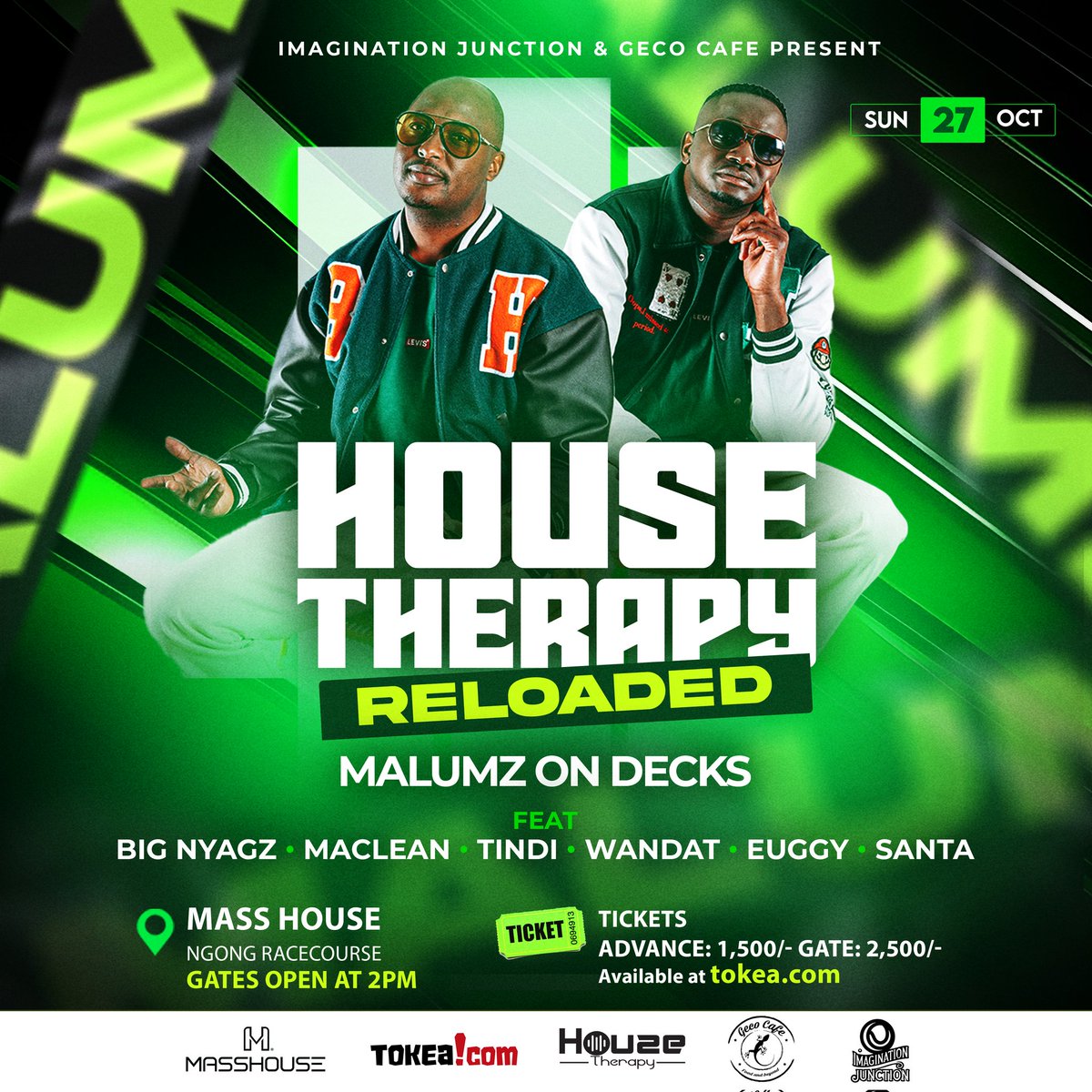 Get ready gey ready get ready to close October with a bang 💣
Groove masters <a href="/Malumzondecks/">Qhayiya Lam</a> live in Nairobi 
Powered by <a href="/ImaginationJctn/">Imagination_Junction</a> × <a href="/masshouse_ke/">Masshouse•Live ™️</a> × Geco Cafe
Ukikosa shauri yako 
Tickets available on Tokea.com