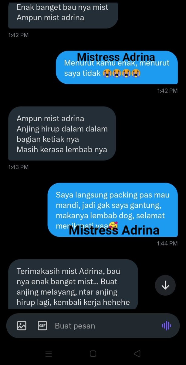 Mist_ADr's tweet photo. Pemesanan baju kotor, bekas pemakaian lebih dari 24 jam sudah diterima pemesan(slave)🥰💝
Semua jenis pesanan yang sudah diorder sama saya, pastinya saya kirim bukti resi pengiriman yaa, jadi dijamin aman 100%🥰
#realtestimoni #femdom #humiliation https://t.co/LAYW0rLnna