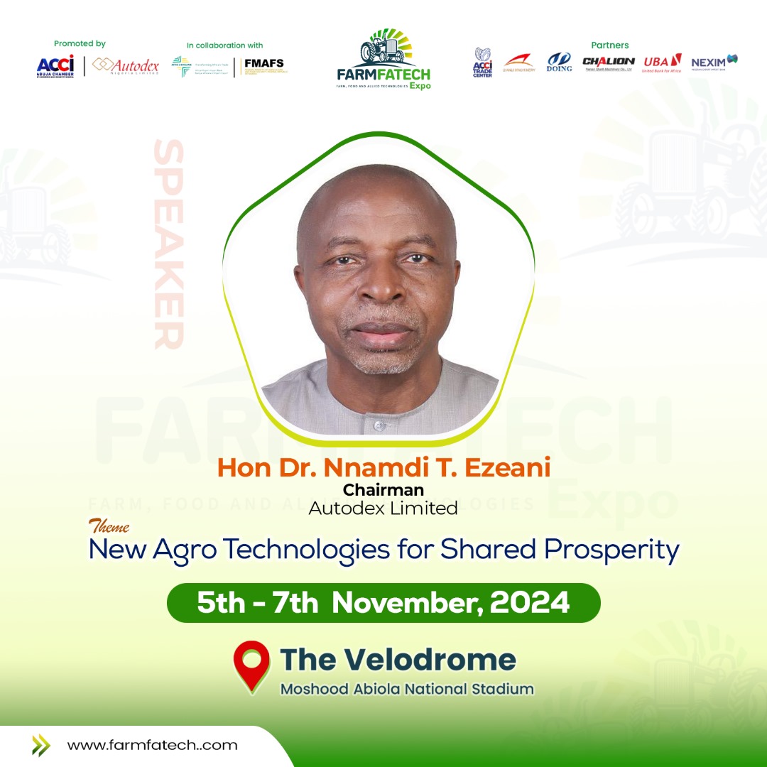 farmfatech's tweet image. We're glad to announce Hon Dr. Nnamdi T. Ezeani Chairman Autodex, as one of the speakers for FarmfaTech Expo 2024.

Abuja, are you ready for what is coming?

farmfatech.com

For exhibition and enquiries, contact any of the following numbers 07043885343, 09126029766…