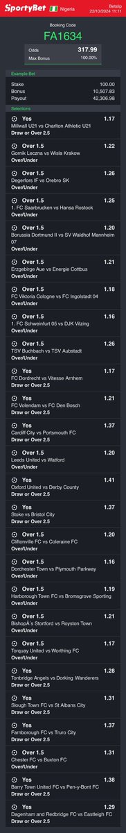 officialmoore7's tweet photo. FA1634 - 320 ODDS Over 1.5 &amp; Draw or Over 2.5 https://t.co/vSOGbHkPny