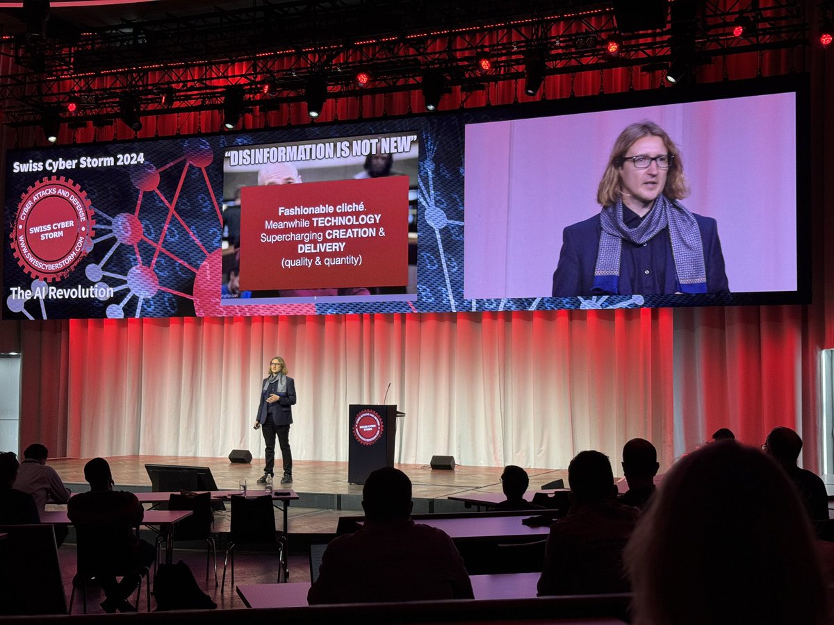 At <a href="/swisscyberstorm/">swisscyberstorm</a> 🇨🇭, I discussed how AI/LLM will bring new risks to influence operations, propaganda, and cyber attacks. Preparation is key.

While disinformation is often overhyped, not all events are significant. Knowing when and how to act is crucial. #scs24