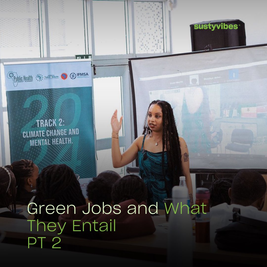 SustyVibes's tweet photo. You shared some green jobs you’d like us to spotlight, we listened 💚!

Swipe through to feed your curiosity on what these green jobs entail and let us know others you’d like us to spotlight next in the comments 👇🏾. https://t.co/RLRb01UV2p