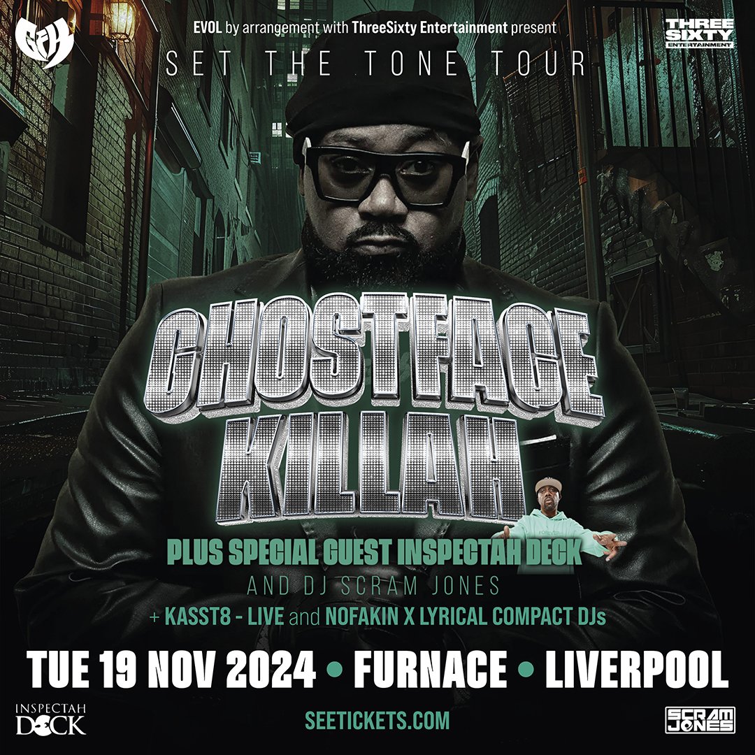 EVOL (@clubevol) on Twitter photo ***ANNOUNCEMENT***
Liverpool! with just a month 'til hip-hop titans <a href="/GhostfaceKillah/">Ghostface Killah</a> & <a href="/INSpectahDECKWU/">REBEL INS</a> hit <a href="/CampandFurnace/">Camp and Furnace</a>, we're delighted to add emcee Kasst8 LIVE & <a href="/NoFakin97/">No Fakin'</a> x Lyrical Compact DJs to the mix. <a href="/skiddle/">Skiddle</a> sold out. Cop tickets <a href="/seetickets/">See Tickets</a>: seetickets.com/event/ghostfac… ***ANNOUNCEMENT***
Liverpool! with just a month 'til hip-hop titans <a href="/GhostfaceKillah/">Ghostface Killah</a> & <a href="/INSpectahDECKWU/">REBEL INS</a> hit <a href="/CampandFurnace/">Camp and Furnace</a>, we're delighted to add emcee Kasst8 LIVE & <a href="/NoFakin97/">No Fakin'</a> x Lyrical Compact DJs to the mix. <a href="/skiddle/">Skiddle</a> sold out. Cop tickets <a href="/seetickets/">See Tickets</a>: seetickets.com/event/ghostfac…