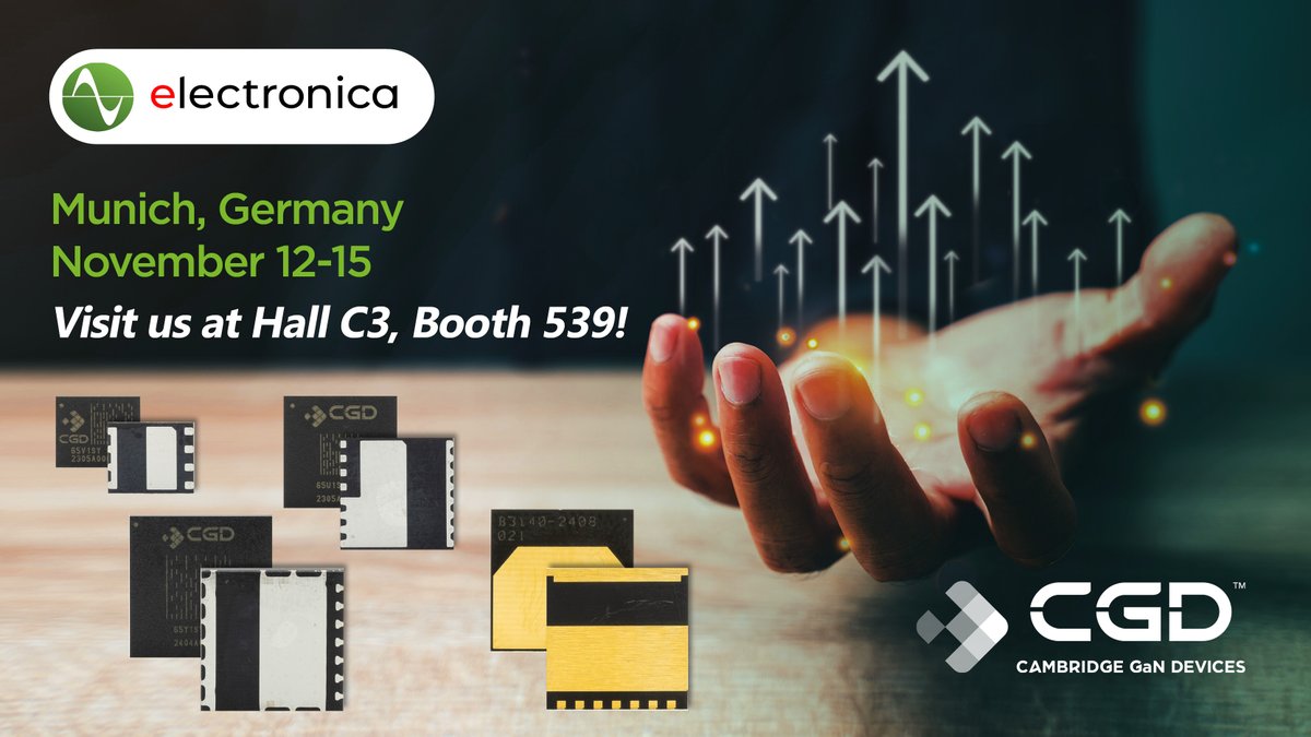 Cambridge GaN Devices (@camgandevices) on Twitter photo We will be attending <a href="/electronicaFair/">electronicaFair</a> in Munich, Germany during November 12-15. Meet our GaN experts and take a closer look at our 650 V ICeGaN® GaN ICs at Hall C3-539! Check out our profile & schedule a meeting here: orlo.uk/S3Hsh
#electronica2024#semiconductors #GaN We will be attending <a href="/electronicaFair/">electronicaFair</a> in Munich, Germany during November 12-15. Meet our GaN experts and take a closer look at our 650 V ICeGaN® GaN ICs at Hall C3-539! Check out our profile & schedule a meeting here: orlo.uk/S3Hsh
#electronica2024#semiconductors #GaN
