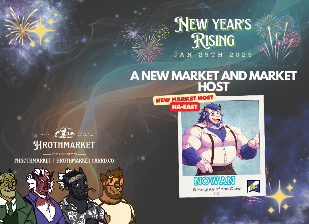 🌾A NEW MARKET AND HOST!🌾

Please join us in welcoming <a href="/nowanfox/">Nowan is on the other website</a> to the Hrothmarket team and leading the  NA-East Market!

We can now provide 2 Markets in NA! 

NA-West will continue with <a href="/YutariH/">Yutari Hrothgar 🤿</a>

For more details, join our discord via Hrothmarket.carrd.co