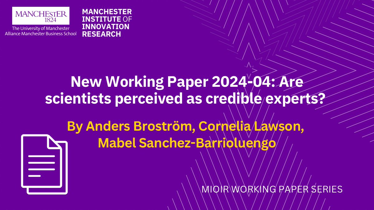 New MIOIR Working Paper! 📄

Do people trust scientists on future #tech predictions? 🤔 This study compares UK &amp; Sweden data on how the public perceives scientists vs. other experts (gov, business).

Read here 🔗 bit.ly/4fwB3qj