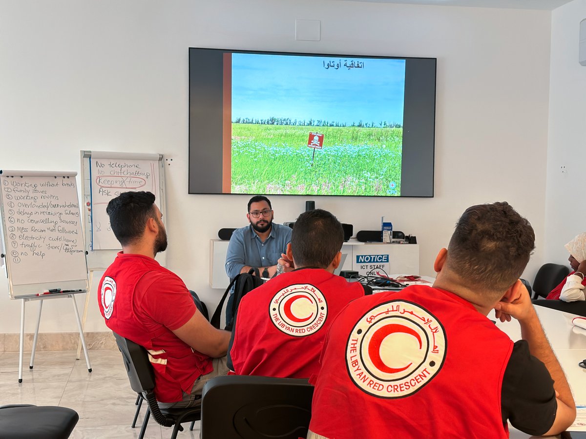 ICRC_lby's tweet photo. The ICRC #Libya  and LibMAC  conducted a Training of Trainers (ToT) from Sept 29 to Oct 3, for 7 members from various @LibyaRC  branches, empowering them to train more volunteers and protect communities from weapon contamination risks. https://t.co/X3iwvRQOX8