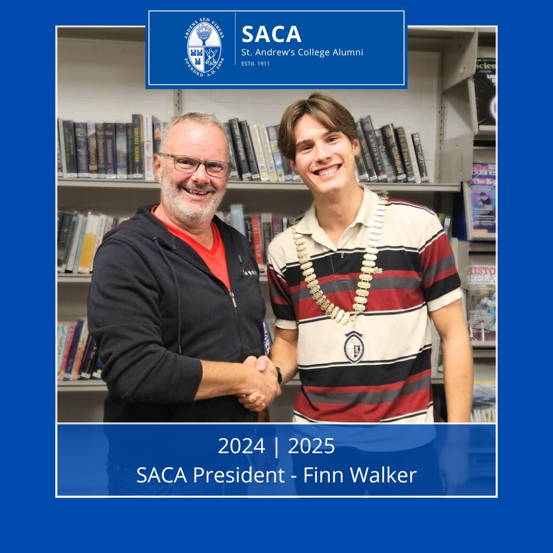 At last night's SACA AGM  we were delighted to elect Finn Walker (Class of 2021) as the new President of the Past Pupils' Union. A heartfelt thank you to Graham Weir for his dedicated service as outgoing President. We look forward to this exciting new chapter for SACA!