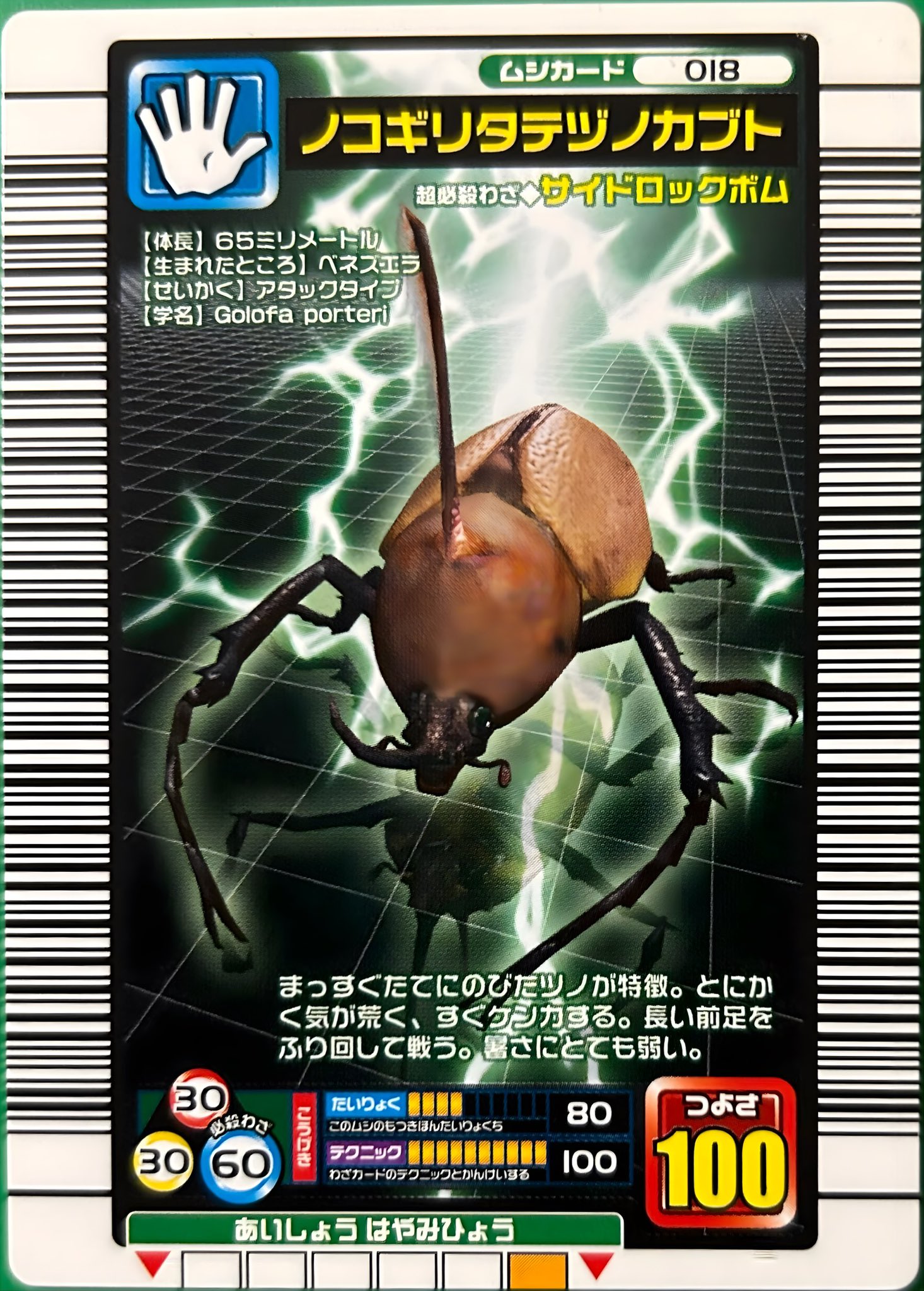 ムシキング　ロッテ　ムシキング超爆3Dプレート　ノコギリタテツノカブト ムシキング/ムシカード/2004 セカンド 018：ノコギリタテヅノ