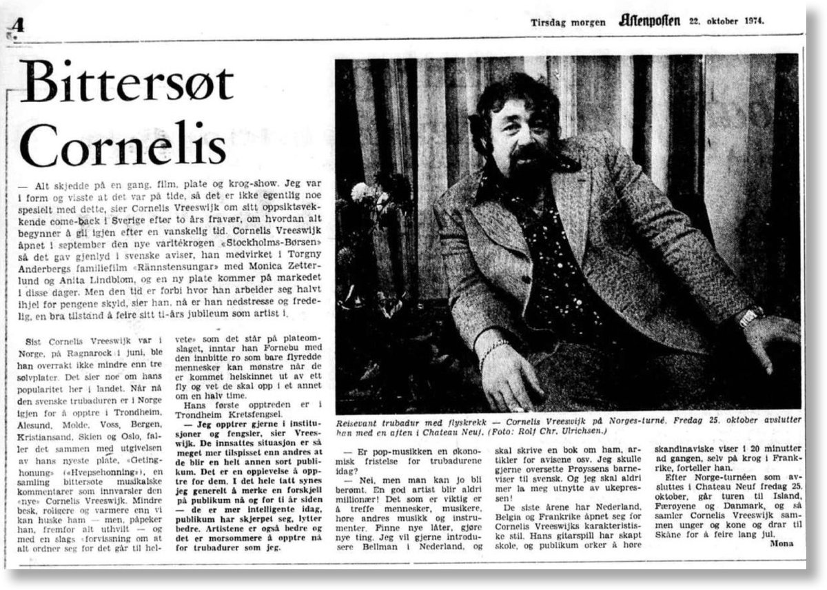 Aftenposten arkiv (@aftarkiv) on Twitter photo «Bittersøt Cornelis» (Foto: Rolf Chr. Ulrichsen / Aftenposten) <a href="/Aftenposten/">Aftenposten</a> for 50 år siden #pådennedag, 22. oktober 1974 #aftarkiv «Bittersøt Cornelis» (Foto: Rolf Chr. Ulrichsen / Aftenposten) <a href="/Aftenposten/">Aftenposten</a> for 50 år siden #pådennedag, 22. oktober 1974 #aftarkiv