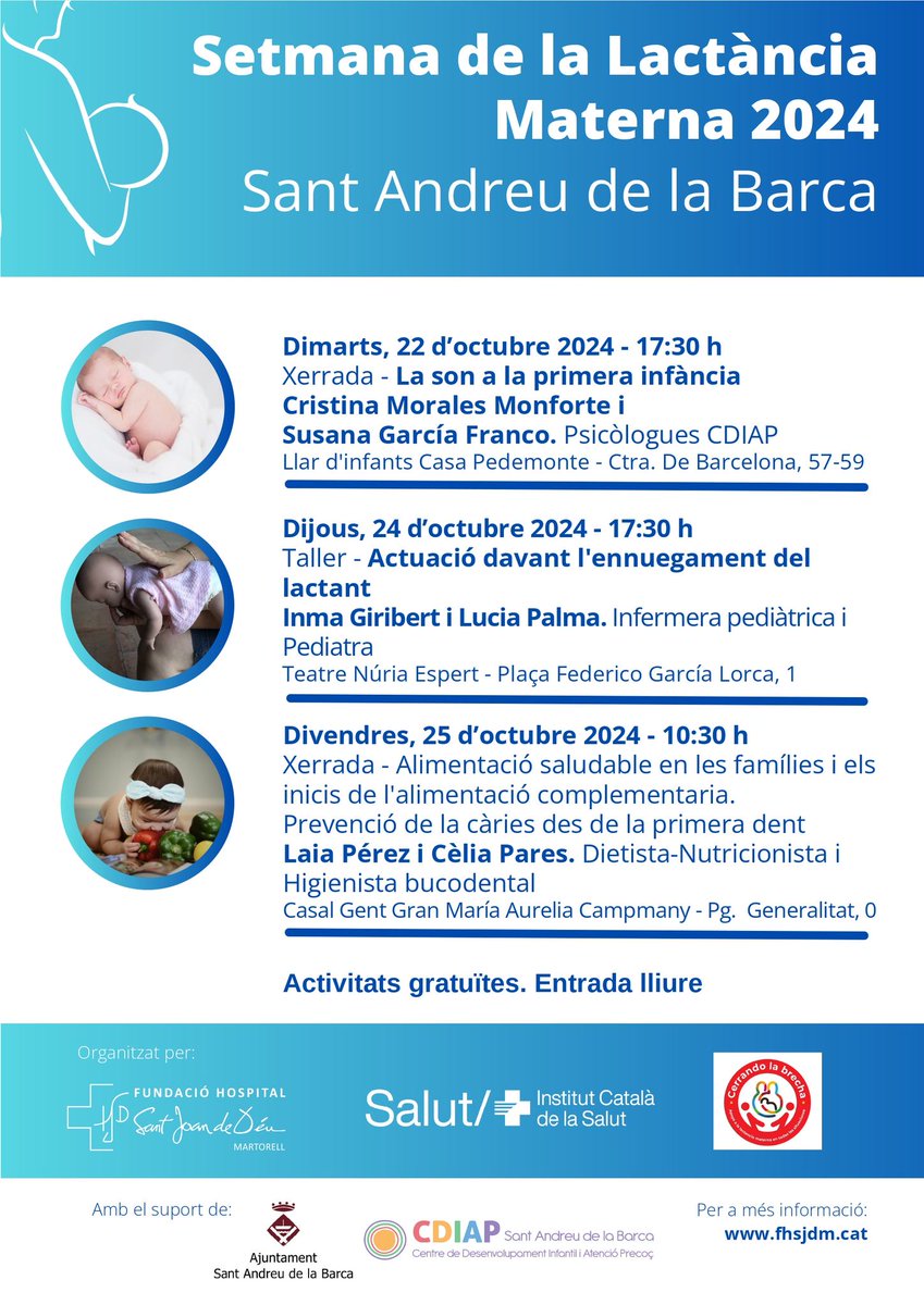RÀDIO SANT ANDREU 98.0 FM INFORMA
Avui dimarts comencen els actes de la Setmana de la Lactància Materna de Sant Andreu de la Barca
radiosantandreu.com/sant-andreu-de…

<a href="/Ajuntamentsab/">Sant Andreu de la Barca</a>