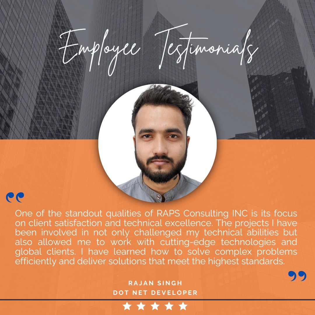 consulting_raps's tweet photo. Employee Spotlight: Rajan Singh (Dot Net Developer)

Here's what Rajan Singh says about their journey at RAPS Consulting Inc

#EmployeeSpotlight #teamappreciation #WorkCulture #RAPS #ITteam #dotnetdeveloper #softwaredevelopmentteam https://t.co/GUIqBmXcY7