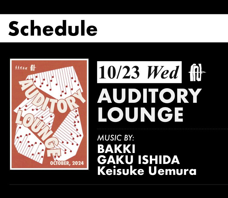 UCHUBUNMEI's tweet photo. 10/23 Wed
￼@Precious Hall

AUDITORY LOUNGE

MUSIC BY:
BAKKI
GAKU ISHIDA
Keisuke Uemura

ADM: MEMBER &amp; W/FLYER 1,000 | DOOR 1,500 - 20:00~2:00
PRECIOUS HALL: 札幌市中央区南2条西3丁目パレード 地下2階 https://t.co/JxmVKc6x0A