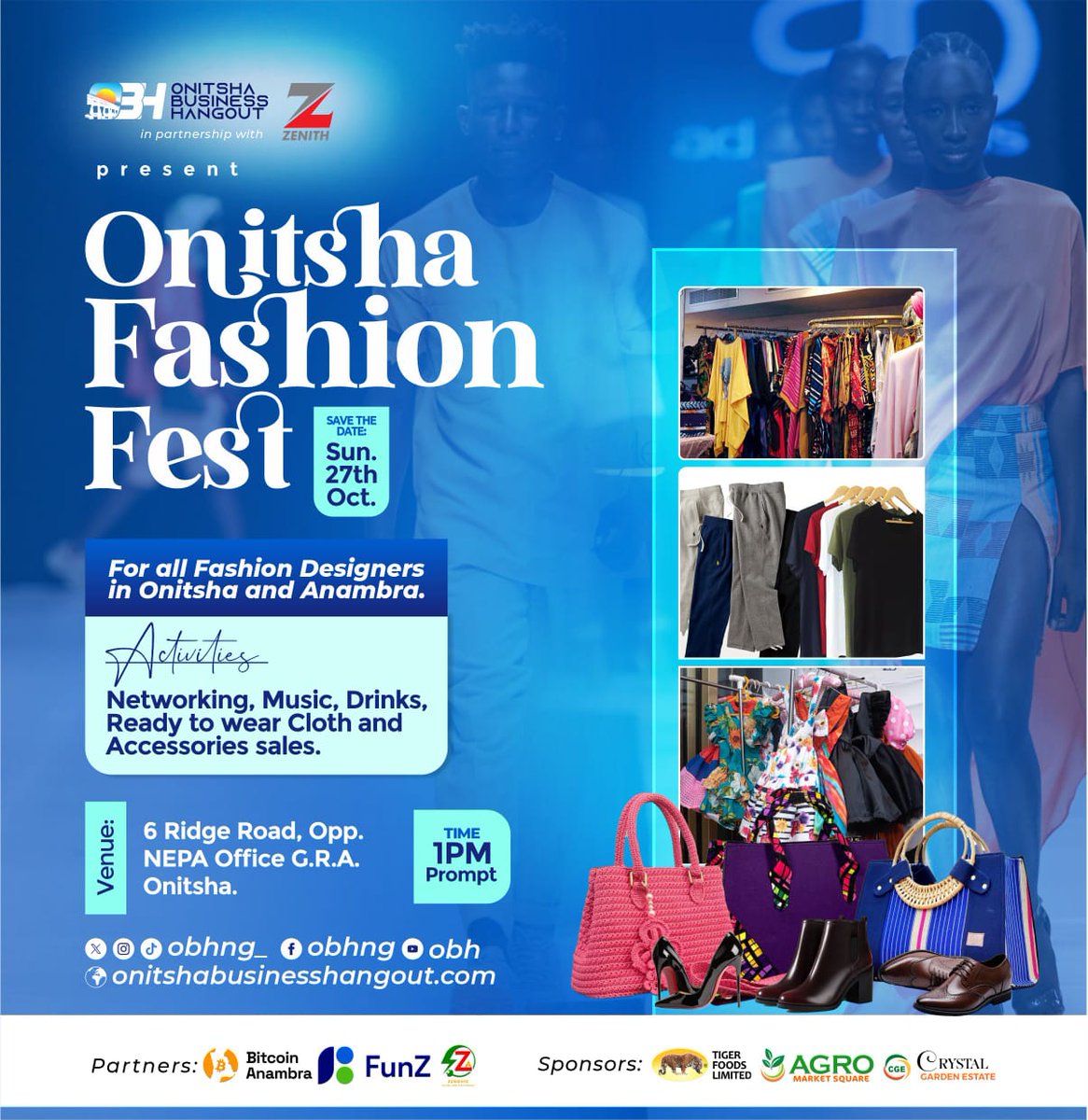 Madam_Casualfit's tweet image. Event: FASHION FEST (First of its kind)

Date: Sunday, 27 October 2024

Venue: No 10 Ridge road, Opp. EEDC office, GRA, Onitsha

Time: 1pm prompt

#OBH
#OnitshaFashionFest
#Onitshatwittercommunity