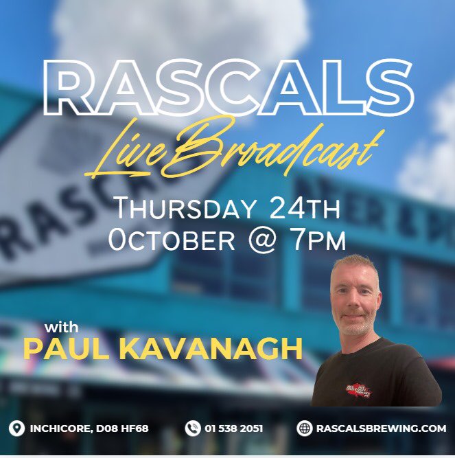 's tweet image. Our outside broadcasts continue this Thursday as we visit @RascalsBrewing in #Inchicore.

Paul Kavanagh will be playing the coolest music from the 90s &amp;amp; 00s in the world live from the neighbourhood Time Out recently named one of the coolest neighbourhood in the world. C U there!
