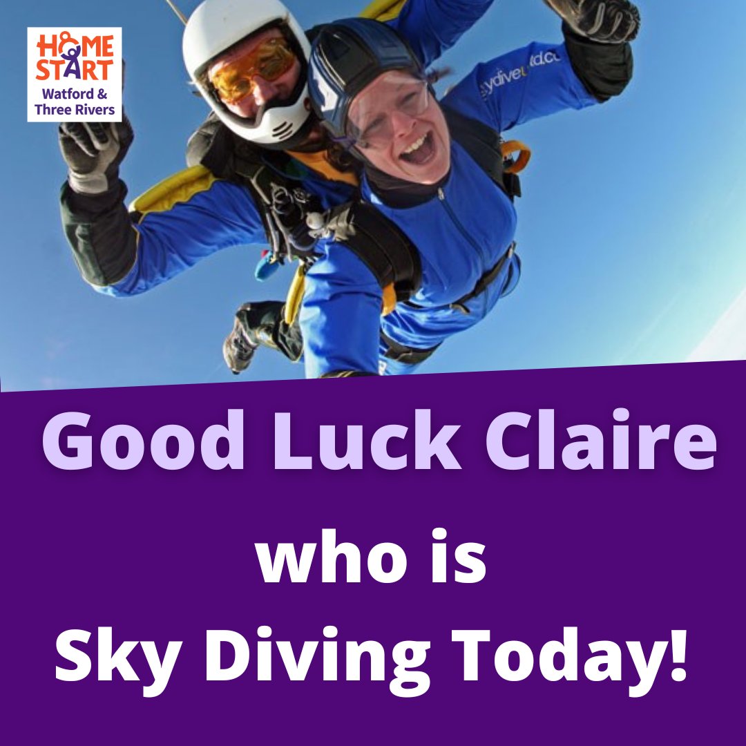 We want to wish Claire good luck today as she takes a leap out of an aeroplane for Home-Start Watford 🛩

Claire will be jumping from 10,000ft in the sky to free-falling 

There is still time to support Claire by clicking the link below;

facebook.com/donate/1091419…