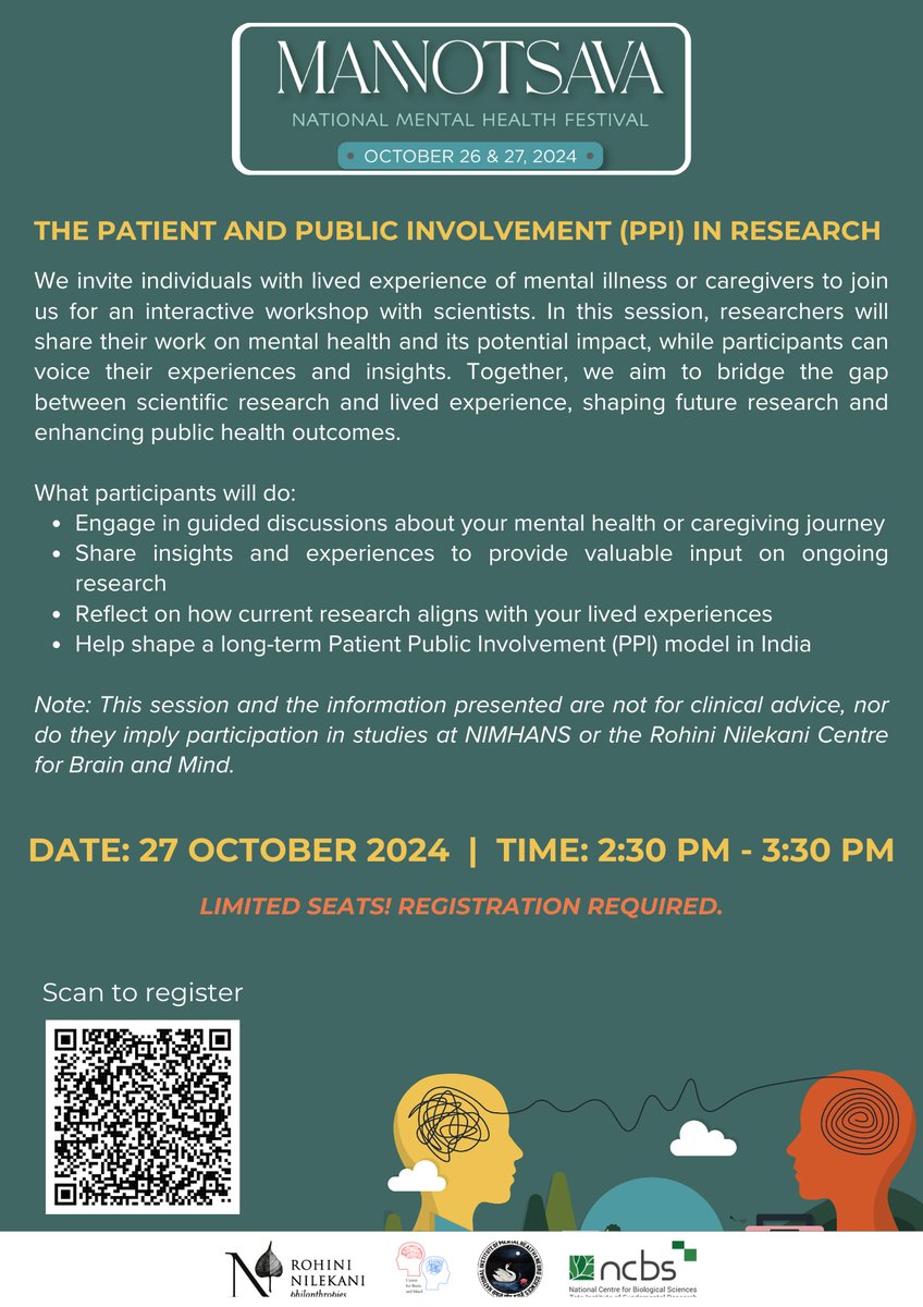 We invite individuals with lived experience of mental illness, caregivers &amp; other members of the public to participate in our first-ever PPI workshop! Our goal is to enhance public involvement in research &amp; improve public health outcomes.

Register here forms.gle/Njy3GcHAzE8Pin…