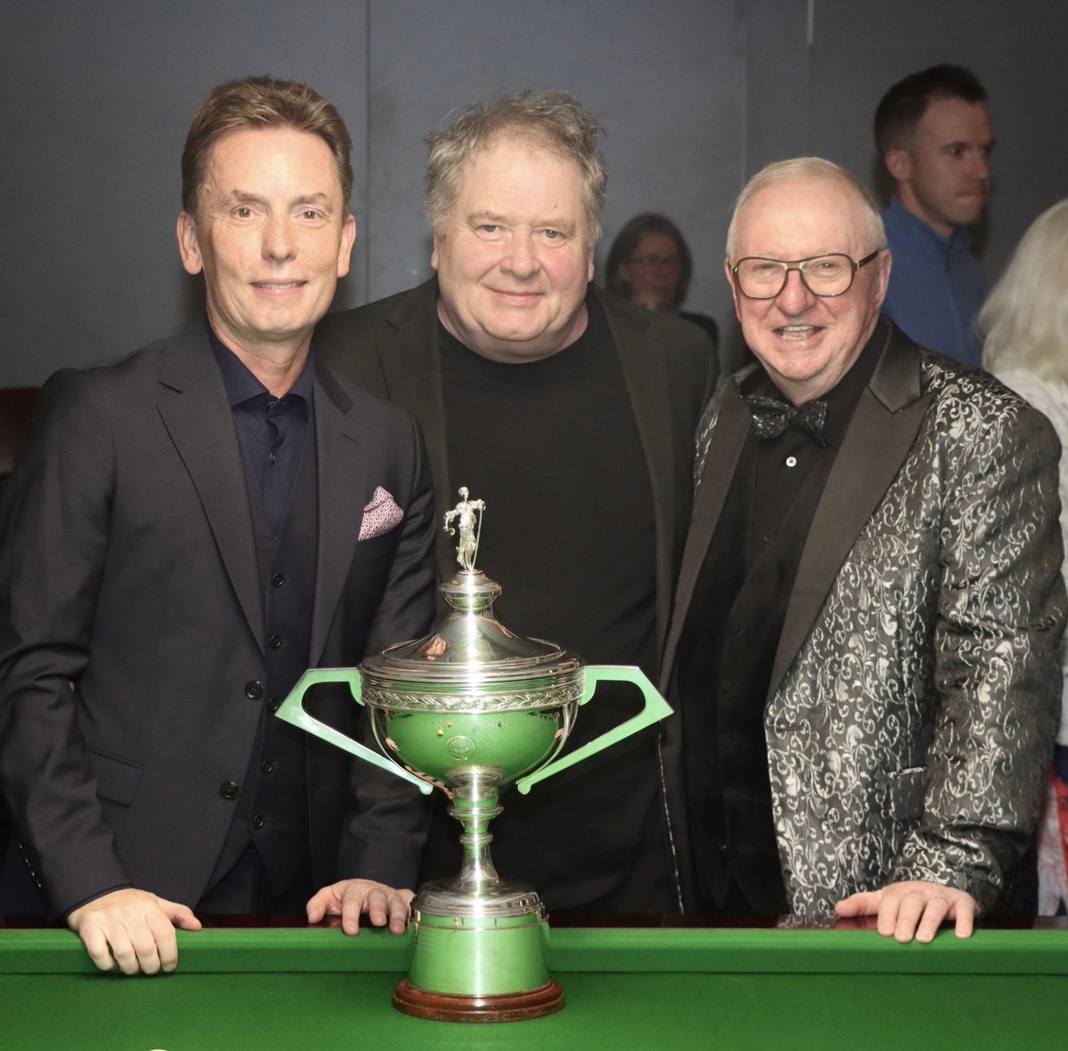 pat coldrick (@patcoldrick) on Twitter photo Good morning!
A teaser for you! In the photo below there are 3 gentlemen and the highly contested and coveted World Championship Snooker Trophy! Two of the men have won it. Can you spot the one who has not?…..well yet anyway!!👀😁
<a href="/kendoherty1997/">Ken Doherty Official</a> <a href="/dennistaylor147/">Dennis Taylor</a> <a href="/WeAreWST/">WST</a> Good morning!
A teaser for you! In the photo below there are 3 gentlemen and the highly contested and coveted World Championship Snooker Trophy! Two of the men have won it. Can you spot the one who has not?…..well yet anyway!!👀😁
<a href="/kendoherty1997/">Ken Doherty Official</a> <a href="/dennistaylor147/">Dennis Taylor</a> <a href="/WeAreWST/">WST</a>