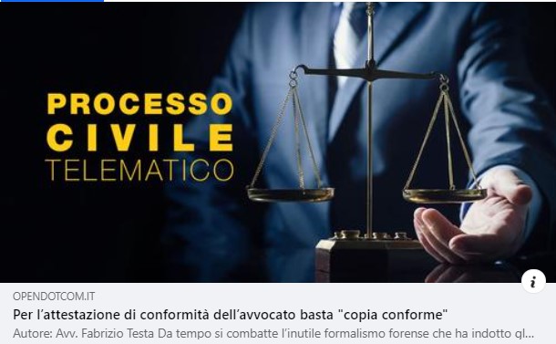 tweetintesta's tweet image. Per l’#attestazione di #conformità dell’#avvocato basta &quot;#copiaconforme&quot;: basta formalismi opendotcom.it/pct-processo-c…