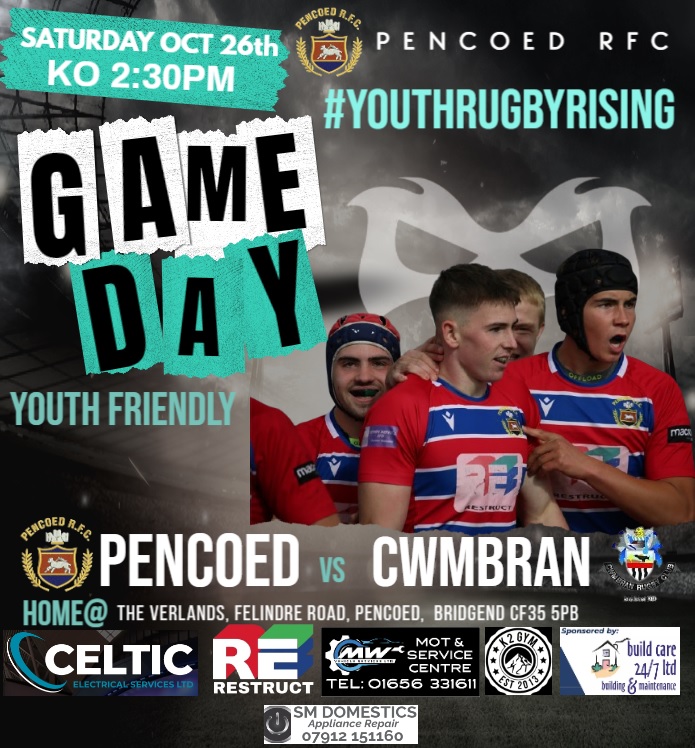 Friendly fixture for Pencoed RFC Youth this Saturday as we welcome Cwmbran RFC youth to Felindre Road. Come down and support the boys this week as we prepare for a tough month ahead in November. 🔴⚪️🔵 #YouthRugbyRising #pencoedrfc #cwmbranrfc