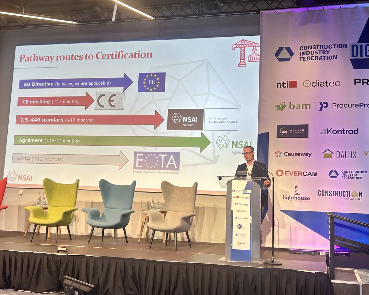 CIF_Summits's tweet photo. Martin Searson of NSAI shared insights on where the MMC sector stands today and its role in driving innovation and sustainability, and Dr. Lolley Mancey of UCD Innovation Academn discussed building futureville at #Digicon24. #CIFSummits @CIF_Ireland https://t.co/2LfsT9If8c
