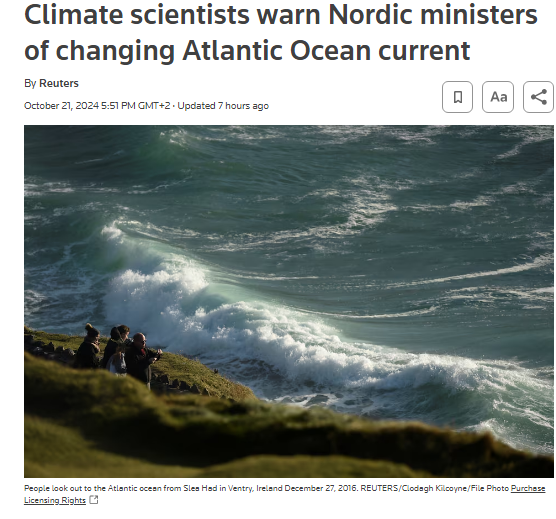 Más de 40 científicos del máximo prestigio advierten a los gobiernos del norte de Europa del enorme riesgo de colapso de la AMOC (la corriente oceánica crucial para Europa).  Hablar sobre esto es imprescindible. En el norte se creían inmunes. Ya no podrán.
reuters.com/business/envir…