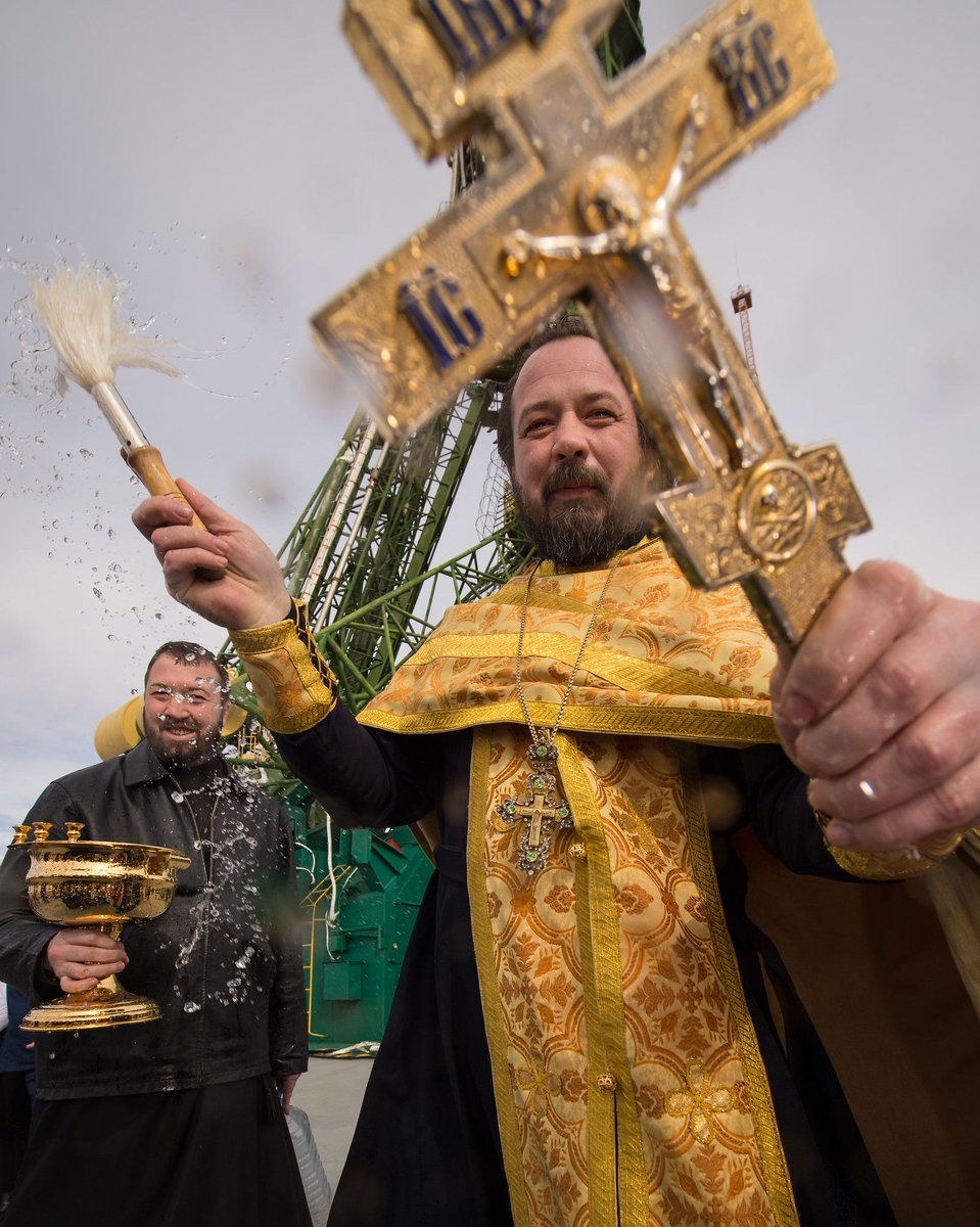 Worn #onthisday in 2012 by a Russian Orthodox priest to bless the Soyuz rocket at the Baikonur Cosmodrome Launch pad in Baikonur, Kazakhstan, before takeoff. Priests have a long tradition of sprinkling holy water on Russian submarines, missiles, rockets, and other hardware. #OTD