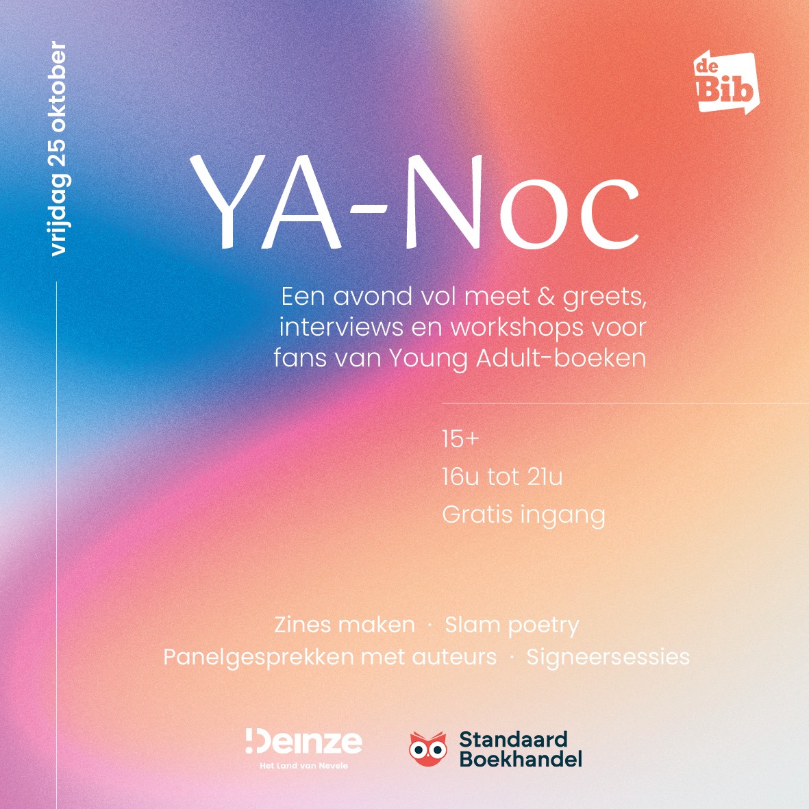 StadDeinze's tweet photo. 📚 Heb je thuis een tiener rondlopen die gek is op Young Adult (YA)-boeken? Of ben je misschien zelf fan van het genre? 

👀 Kom langs op vrijdag 25 oktober in de bib in Deinze voor YA-Noc.

➡️ https://t.co/SXHapVDTxb https://t.co/23AUsGFkhh