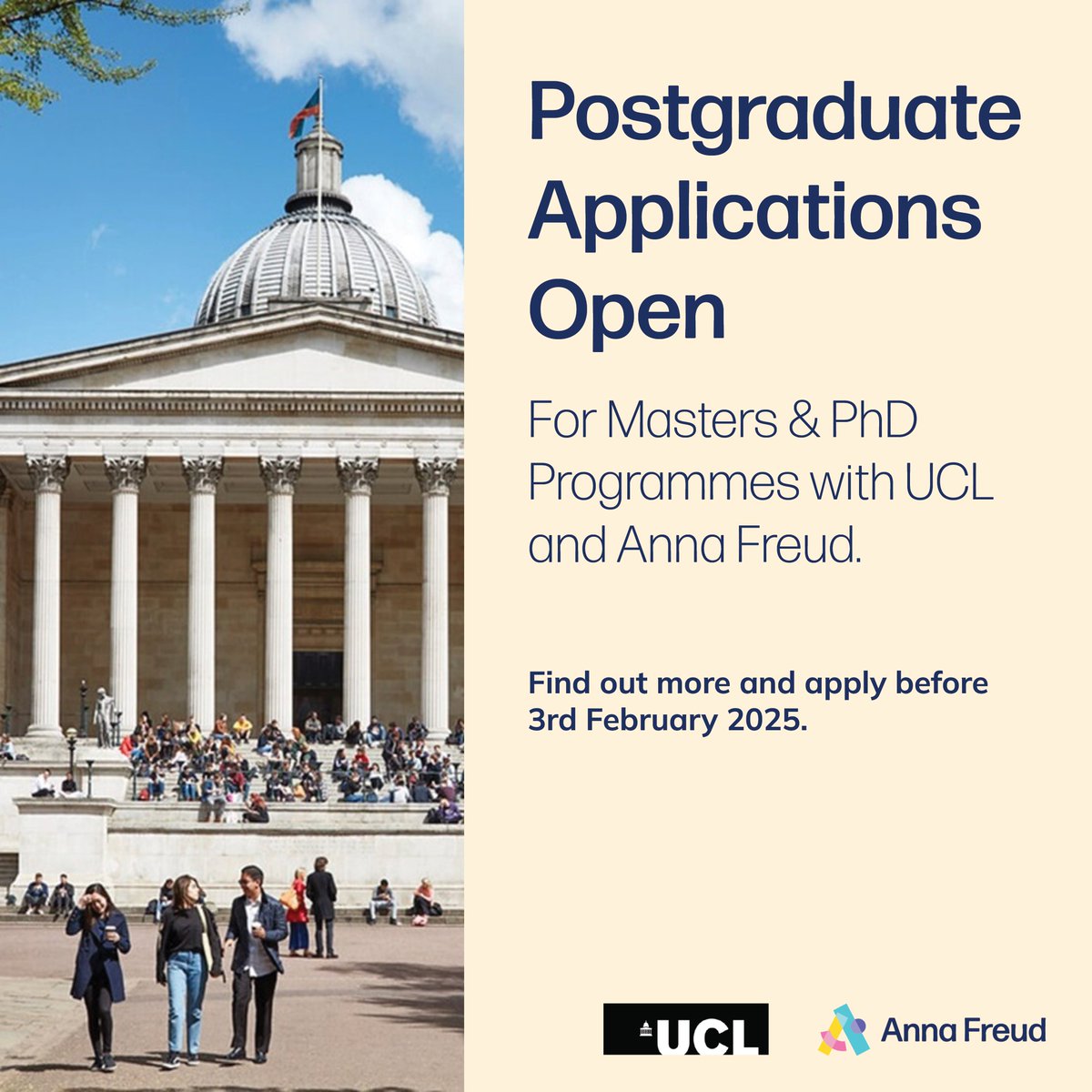 Applications are now open for our UCL Masters degrees and other academic research programmes!

Find out more: orlo.uk/QXVbk