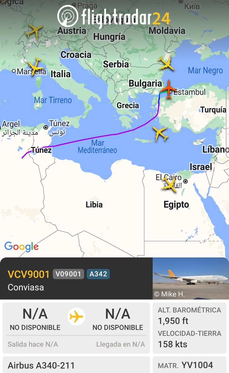 ciclbh2's tweet photo. 🔴#URGENTE
Avión presidencial 🇻🇪#YV1004 A340 con indicativo V09001 (presid.) aterriza en Estambul #Turquia🇹🇷, donde la Narcodictadura guarda el oro que saquea a los venezolanos
#MaduroDictador?
rumbo a #Rusia 🇷🇺?
#MaduroSecuestraNiños
#VenezuelaLibre 🇻🇪
#HastaElFinal
#DelcyGate https://t.co/HWGiUrCEVO