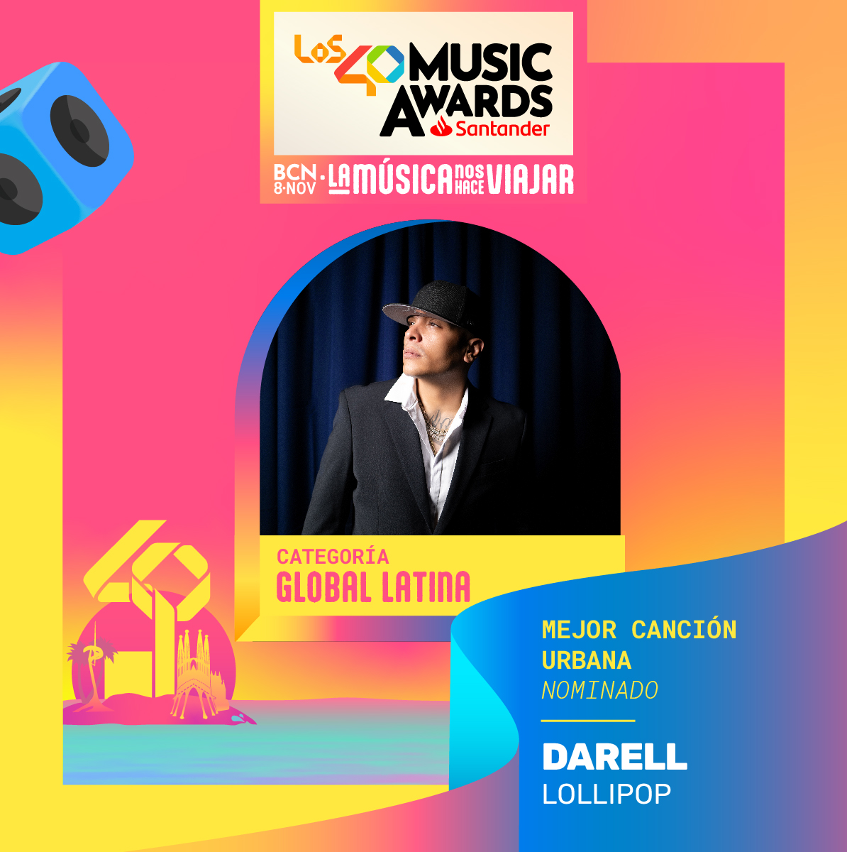 🎶🔥Las NOMINACIONES a MEJOR CANCIÓN URBANA en la CATEGORÍA GLOBAL LATINA son para
🍭Lollipop de <a href="/Darell_RG4L/">Darell</a> 
🌙Luna de <a href="/ferxxo4/">ferxxo</a> <a href="/atljacobbeatz/">ATLJACOB</a> 
👀Friki de <a href="/HeyGonzy/">GONZY</a> 
🫣 El resto de NOMINACIONES a #LOS40MusicAwardsSantander aquí: los40es.com/6qhi6