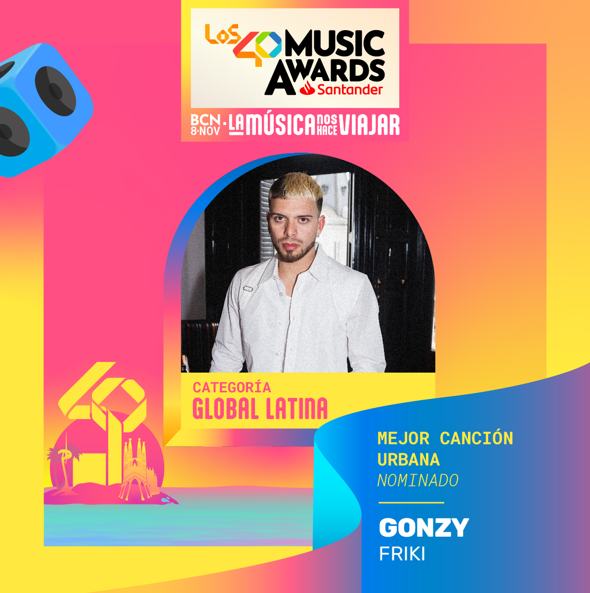 Los40's tweet photo. 🎶🔥Las NOMINACIONES a MEJOR CANCIÓN URBANA en la CATEGORÍA GLOBAL LATINA son para
🍭Lollipop de @Darell_RG4L 
🌙Luna de @ferxxo4 @atljacobbeatz 
👀Friki de @HeyGonzy 
🫣 El resto de NOMINACIONES a #LOS40MusicAwardsSantander aquí: https://t.co/rWoQfdwWCW https://t.co/sWOZsxPvkk