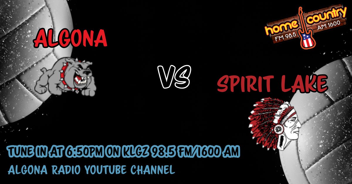Don't miss postseason volleyball tonight on KLGZ 98.5 FM/AM 1600 and the Algona Radio YouTube Stream as Algona takes on Spirit Lake!
youtube.com/watch?v=ezKs5h…