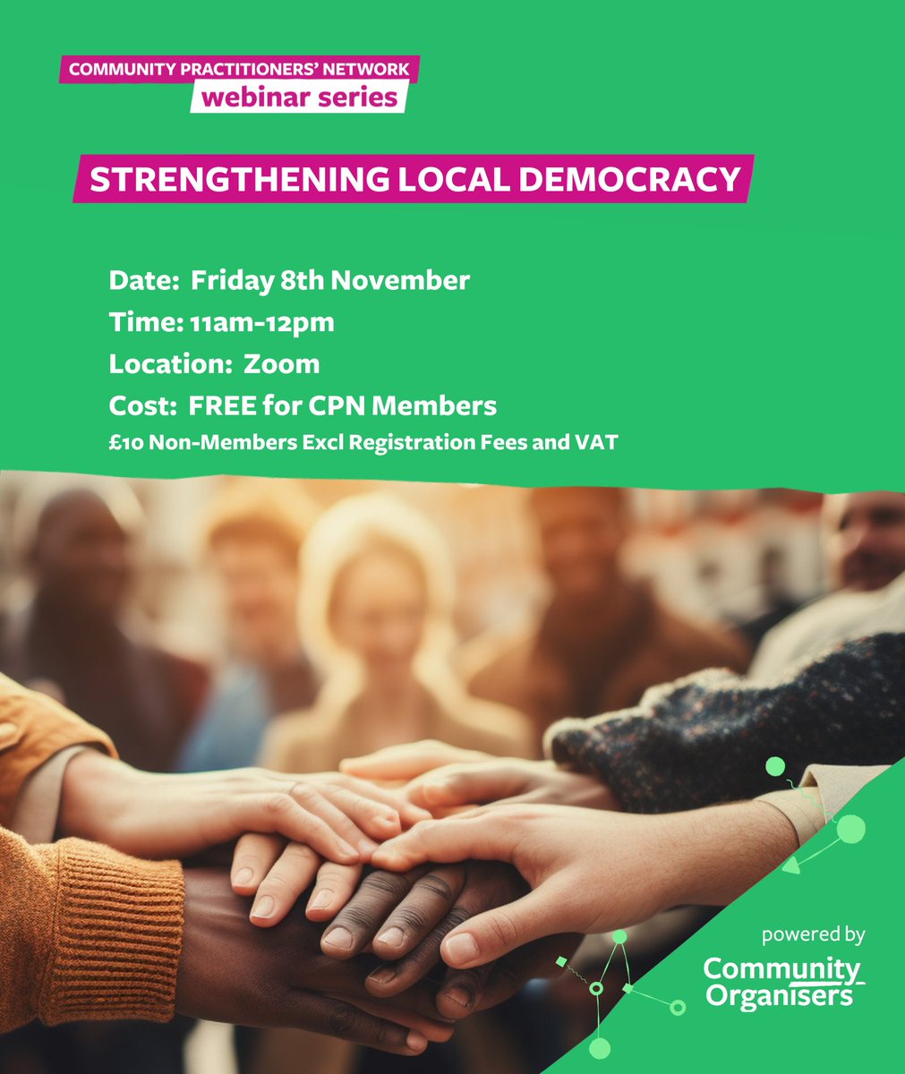 Community Organisers (@corganisers) on Twitter photo This session will explore why local democracy isn’t working and how we can rebuild democracy from the ground up.
facilitated by <a href="/NickGardham/">Nick Gardham</a> it will also feature Glenn Jenkins from <a href="/outreachmf/">Marsh Farm Outreach</a> and <a href="/ClareTotty/">Clare Farrell</a> (Co-Founder of Extinction Rebellion)
Book here bit.ly/3YAmIDz This session will explore why local democracy isn’t working and how we can rebuild democracy from the ground up.
facilitated by <a href="/NickGardham/">Nick Gardham</a> it will also feature Glenn Jenkins from <a href="/outreachmf/">Marsh Farm Outreach</a> and <a href="/ClareTotty/">Clare Farrell</a> (Co-Founder of Extinction Rebellion)
Book here bit.ly/3YAmIDz