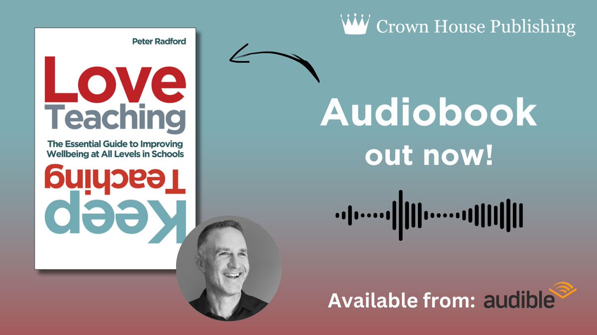Crown House Publishing (@crownhousepub) on Twitter photo You can now listen to #LoveTeachingKeepTeaching by <a href="/PRadfordSpeaker/">Peter Radford</a> on the go! 📲
Filled with insightful advice and practical strategies, this book is an essential guide to staying well in a high-pressure profession.
Download from <a href="/audibleuk/">Audible UK 🎧</a> now at:
audible.co.uk/pd/Love-Teachi… You can now listen to #LoveTeachingKeepTeaching by <a href="/PRadfordSpeaker/">Peter Radford</a> on the go! 📲
Filled with insightful advice and practical strategies, this book is an essential guide to staying well in a high-pressure profession.
Download from <a href="/audibleuk/">Audible UK 🎧</a> now at:
audible.co.uk/pd/Love-Teachi…