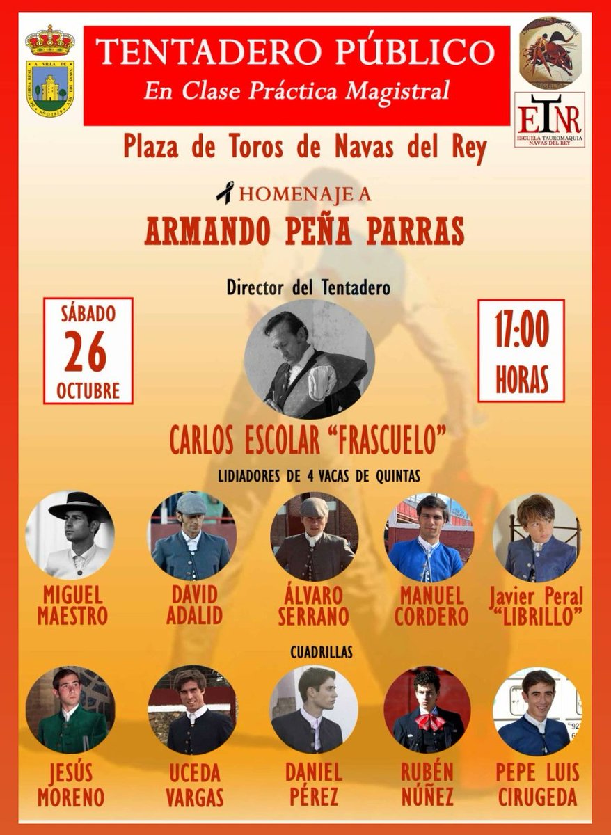 📝 ACTUALIDAD

👉 Tentadero público en Navas del Rey
chicuelinasytafalleras.com/actualidad/ten… <a href="/Jesus_Moreno_3/">Jesus Moreno</a> <a href="/alvaroserranop_/">Alvaro Serrano</a>