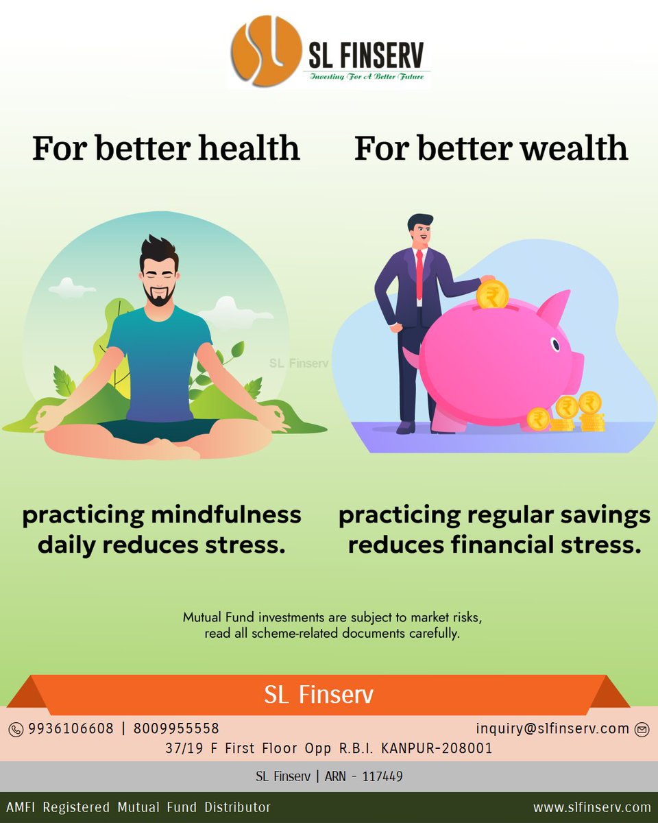 SlFinserv's tweet photo. Mindfulness eases stress, just like regular savings eases financial worries. #MindfulLiving #FinancialFreedom #SmartInvesting To receive your copy of FREE eBook on Financial Freedom https://t.co/5MOJZ9UsxR https://t.co/6bKeV8Kvq8