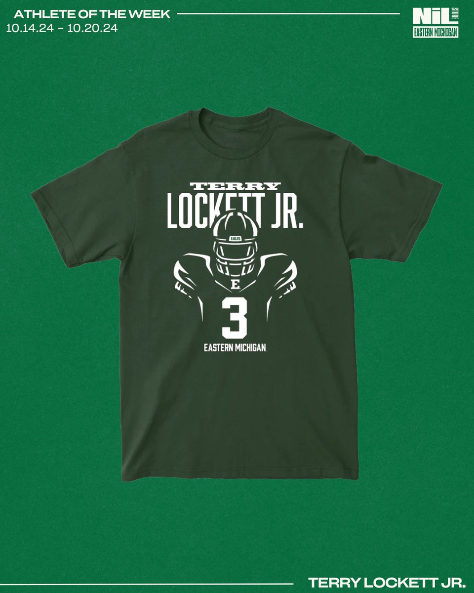 Eastern Michigan NIL Store (@nilstoreemu) on Twitter photo <a href="/lockett3_t/">Terry Lockett jr.</a> is this week’s PLAYER OF THE WEEK‼️🏈
Lockett had over 100 total yards and 2 Touchdown’s in Saturday’s 38-34 win over Central Michigan.
Make sure to support Lockett and all of your favorite Eagles using the link in our bio.
#BET | #ETOUGH ⛓️ | #EMUEagles <a href="/lockett3_t/">Terry Lockett jr.</a> is this week’s PLAYER OF THE WEEK‼️🏈
Lockett had over 100 total yards and 2 Touchdown’s in Saturday’s 38-34 win over Central Michigan.
Make sure to support Lockett and all of your favorite Eagles using the link in our bio.
#BET | #ETOUGH ⛓️ | #EMUEagles