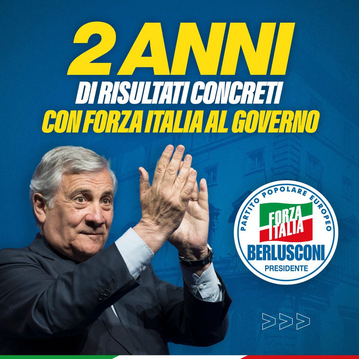 Fabrizio Sala (@fabri_sala) on Twitter photo Due anni di Governo, due anni in cui <a href="/forza_italia/">Forza Italia</a> è protagonista con le sue battaglie e le sue vittorie.
Complimenti al Segretario Nazionale Antonio Tajani e a tutto il nostro gruppo, avanti così! 💪🏻
#forzaitalia Due anni di Governo, due anni in cui <a href="/forza_italia/">Forza Italia</a> è protagonista con le sue battaglie e le sue vittorie.
Complimenti al Segretario Nazionale Antonio Tajani e a tutto il nostro gruppo, avanti così! 💪🏻
#forzaitalia