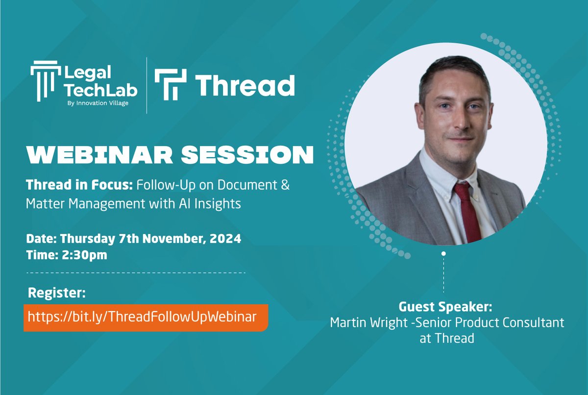 Join us for this follow-up webinar as our partner <a href="/threadlegal/">Thread Legal Software</a> dives deeper into the core features you expressed interest in exploring further. The discussion will focus on Thread's robust document management system, advanced matter handling capabilities, and AI-powered