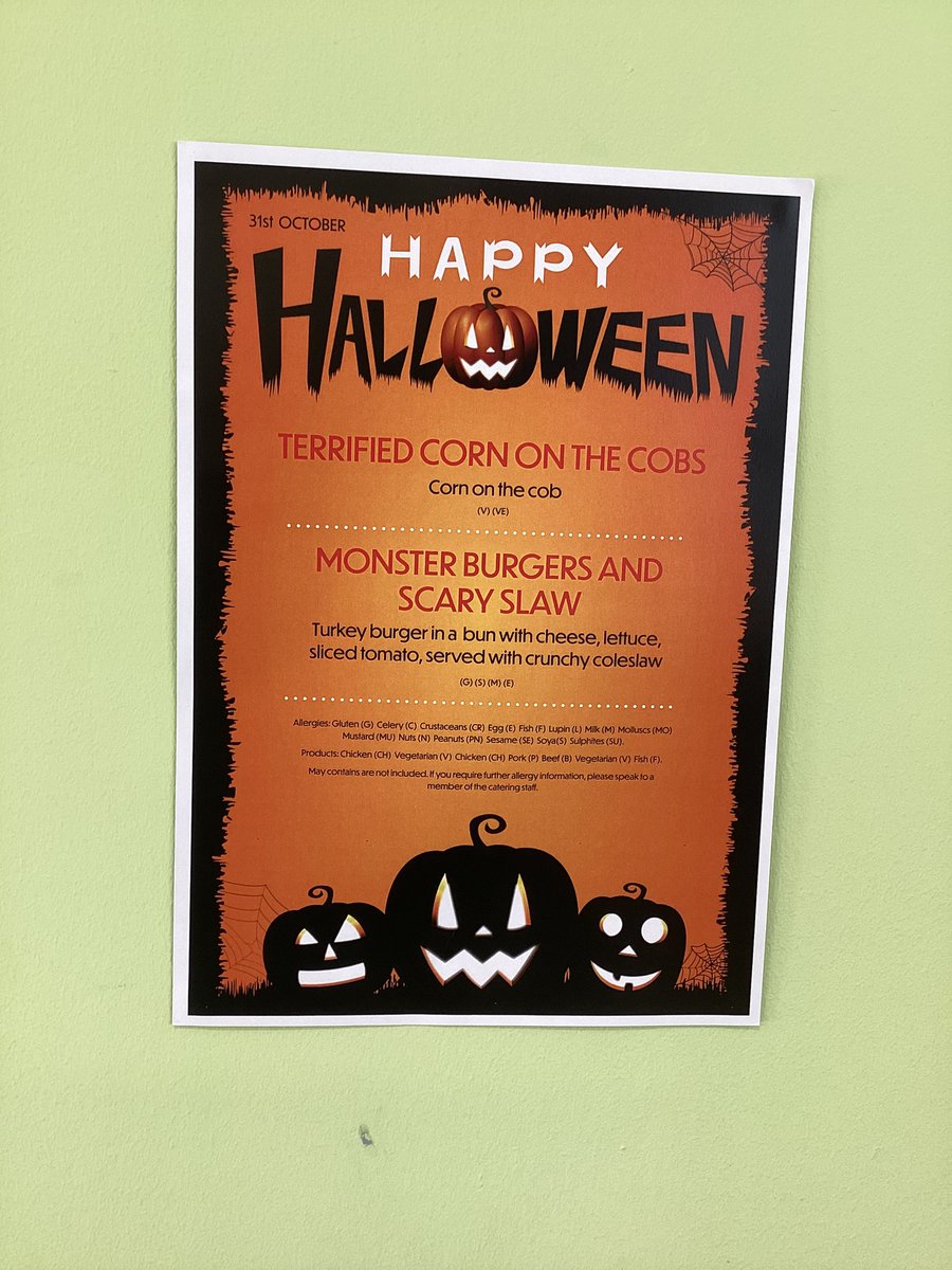 Lunch menu this Halloween! 🎃👻