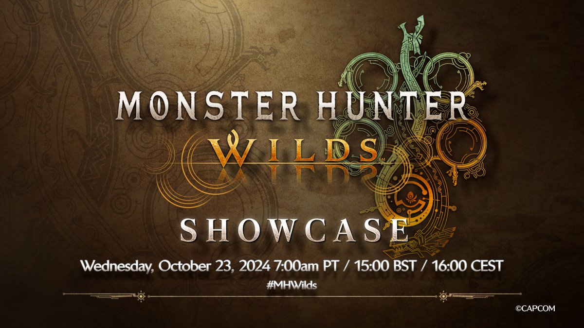monsterhunter's tweet photo. Join us this time tomorrow for the Monster Hunter Wilds Showcase, presented by Monster Hunter Wilds producer, Ryozo Tsujimoto!

New information awaits, hunters!

🟣 https://t.co/WbntyFSOZe
🔴 https://t.co/Yx5tqx7NKj https://t.co/sND5559vpg