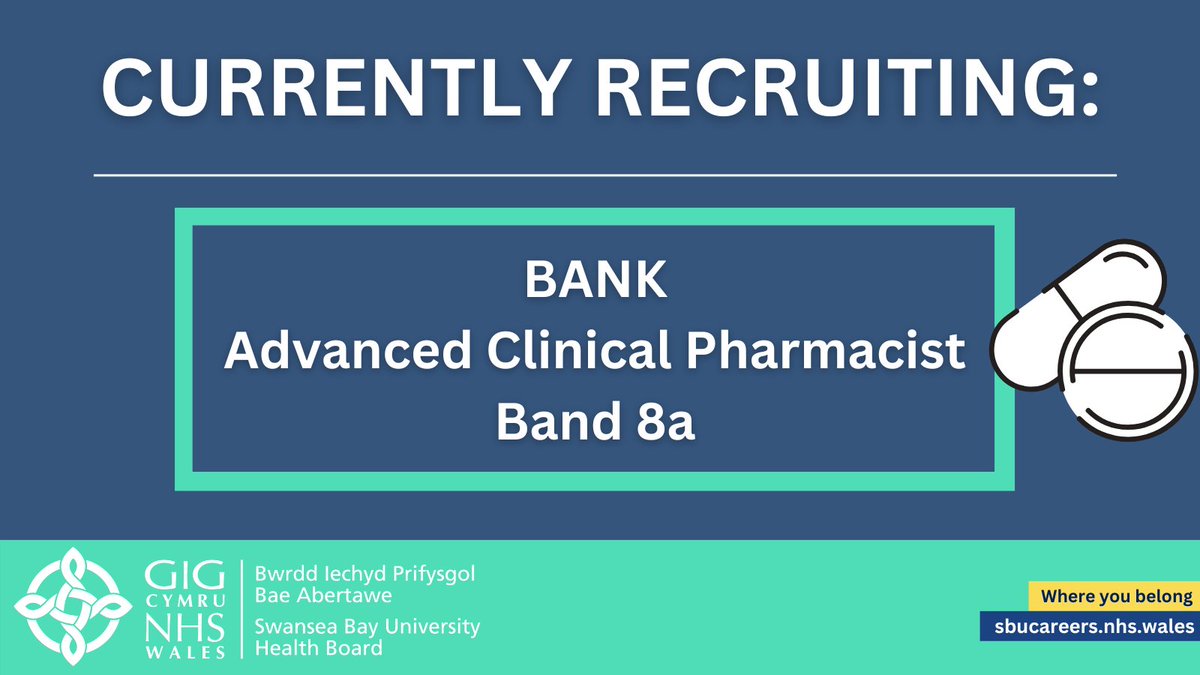 Another exciting opportunity to join our innovative Pharmacy team at Swansea Bay!

Jobs - Swansea Bay University Health Board (nhs.wales)