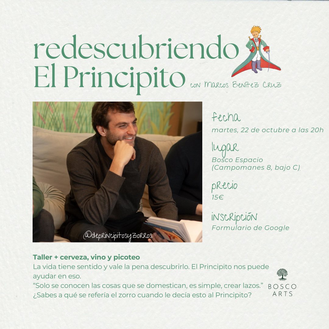 Hoy a las 20h redescubrimos El Principito ¿Te unes?

Inscripción: forms.gle/FeyapxQXarmbJL…