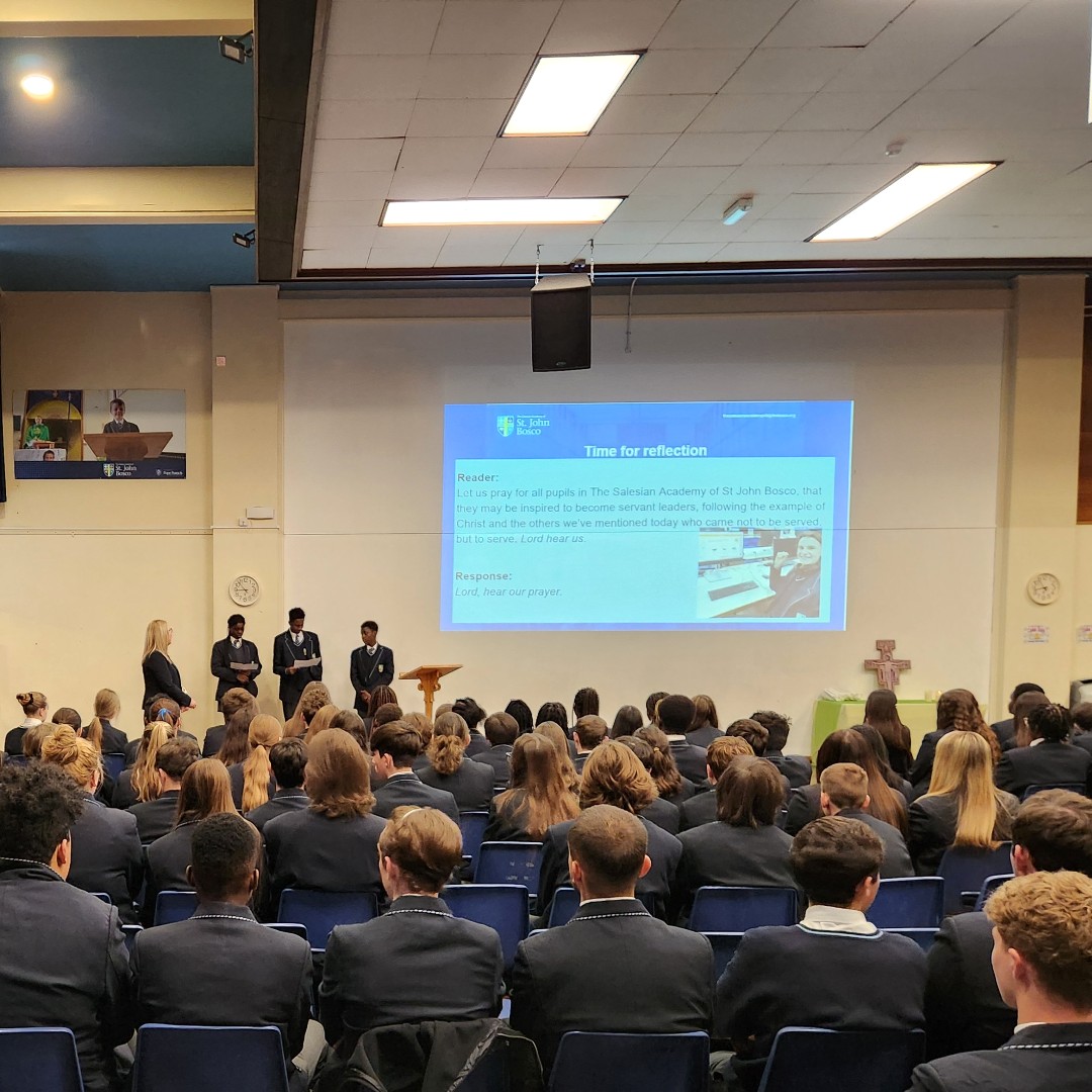 SalesianAcademy's tweet image. ✝️This week our liturgical theme is Servant Leadership. 

As followers of Christ, we put aside selfish ambition and focus on how we can serve others. Thank you to the students who led us in intercession prayers.

#SASJB #CatholicLife #ServantLeadership #CollectiveWorship