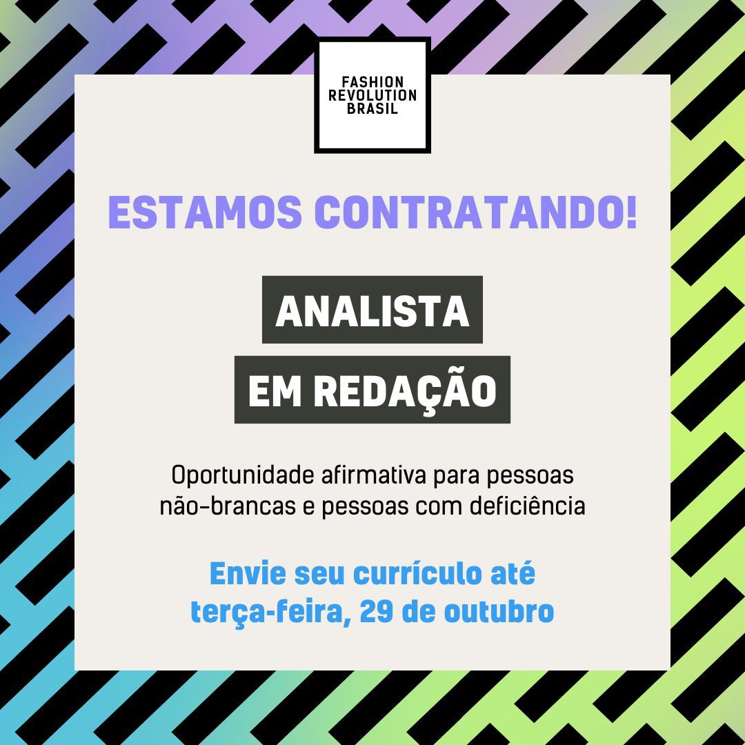 Vem pro time Fash Rev Brasil!🗣️
Ficou com interesse? 
Mande o seu currículo completo (portfólio e carta de motivação são
opcionais) para o e-mail: comunicacaofr.marina@gmail.com até terça-feira, dia 29 de outubro de 2024.