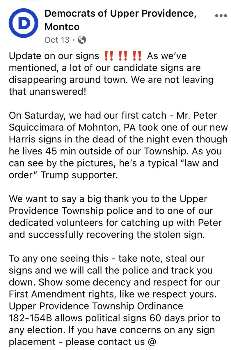 KathCLeSage's tweet photo. All our Harris/Walz signs in PA are getting stolen, too, in the Philly suburbs. 😡 #SignsDontVote #HarrisWalz2004 #Vote #VoteBlue 💙🗳️🇺🇸 https://t.co/mLPkm9hLqy